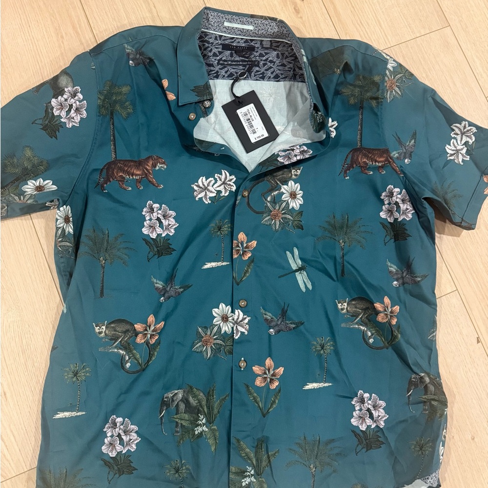 Ted Baker Teal Jungle Print Shirt